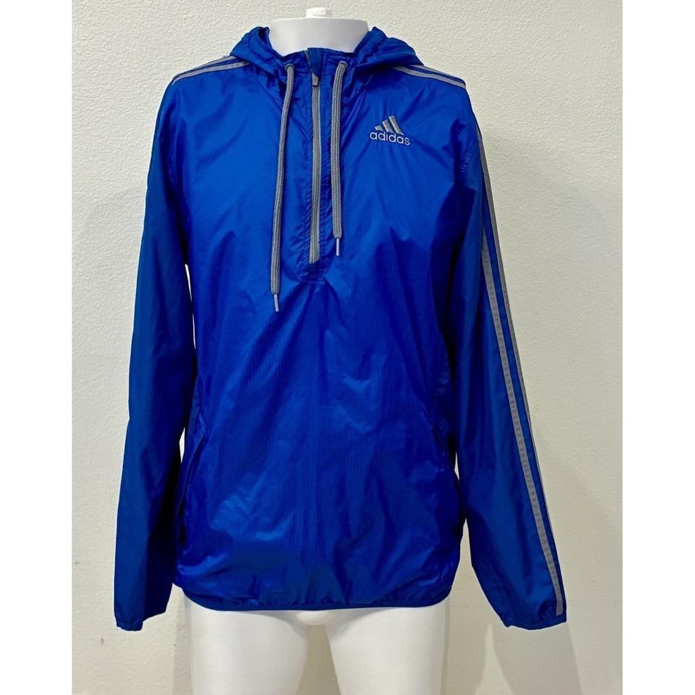 Adidas Y2K Blue Silver Hooded Lightweight Windbreaker Mens S Running Training